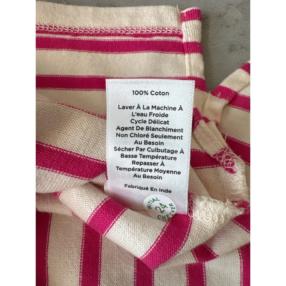 Talbots Pink Cream Striped‎ Mock Neck Valentine's Top Heart Patch Eyelet Trim LP - Picture 9 of 12